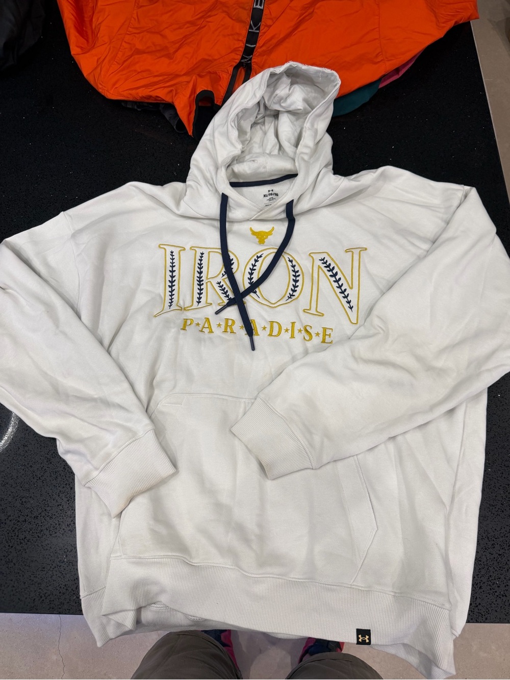 Project Rock Under Armour Men’s White Hoodie Pullover with Graphic